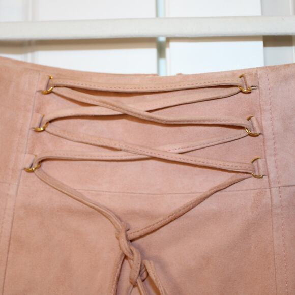 INTERMIX -NWT- Suede Talia Lace-Up Mini Skirt in Blush Pink | 6 - Picture 6 of 11